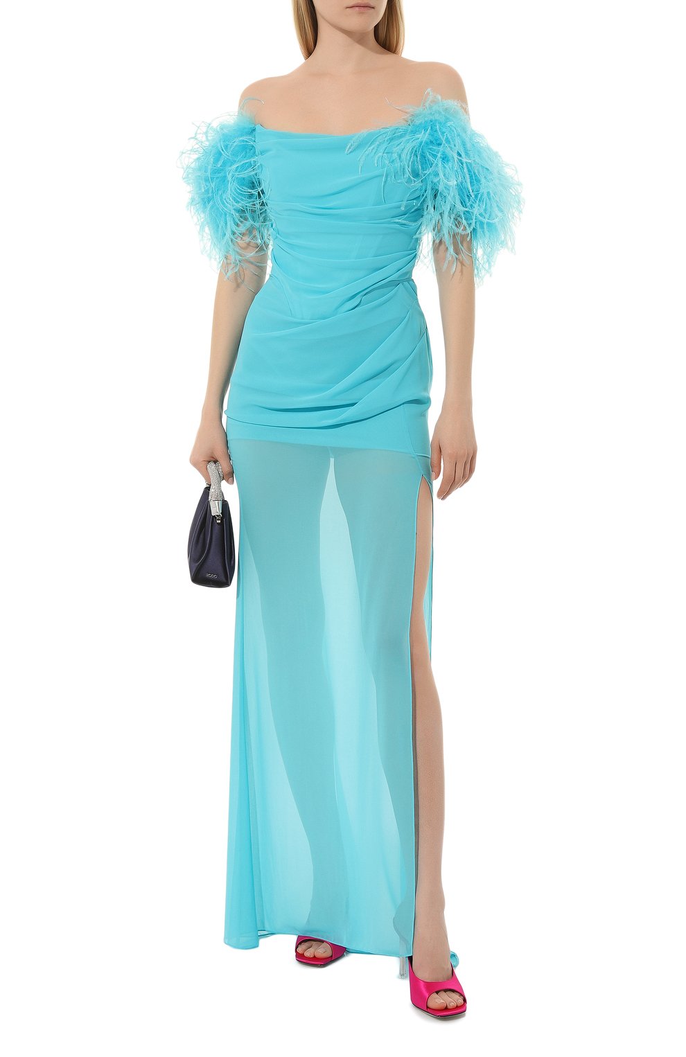 Платье с отделкой перьями GIUSEPPE DI MORABITO, арт. SS23088LD-P-215, фото 2