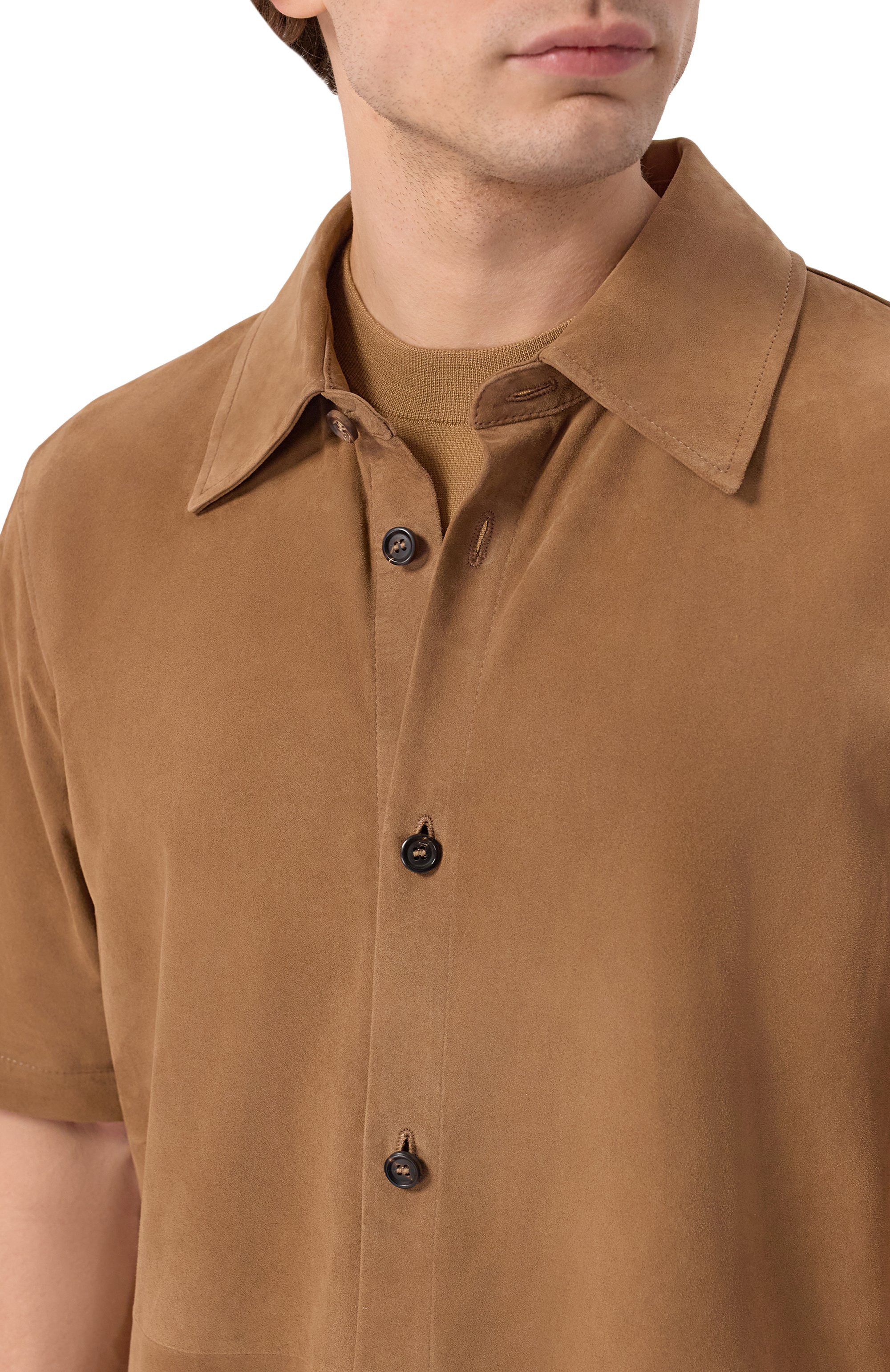 Замшевая рубашка MVST темно-бежевого цвета по цене 238000 руб., арт. M26.2PM.L031/L010, фото 5 Замшевая рубашка MVST, арт. M26.2PM.L031/L010, фото 5