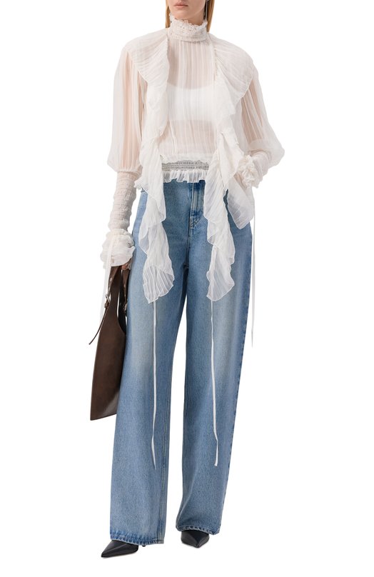 Шелковая блузка Blumarine 4C198A Кремовый  4C198A Фото 2