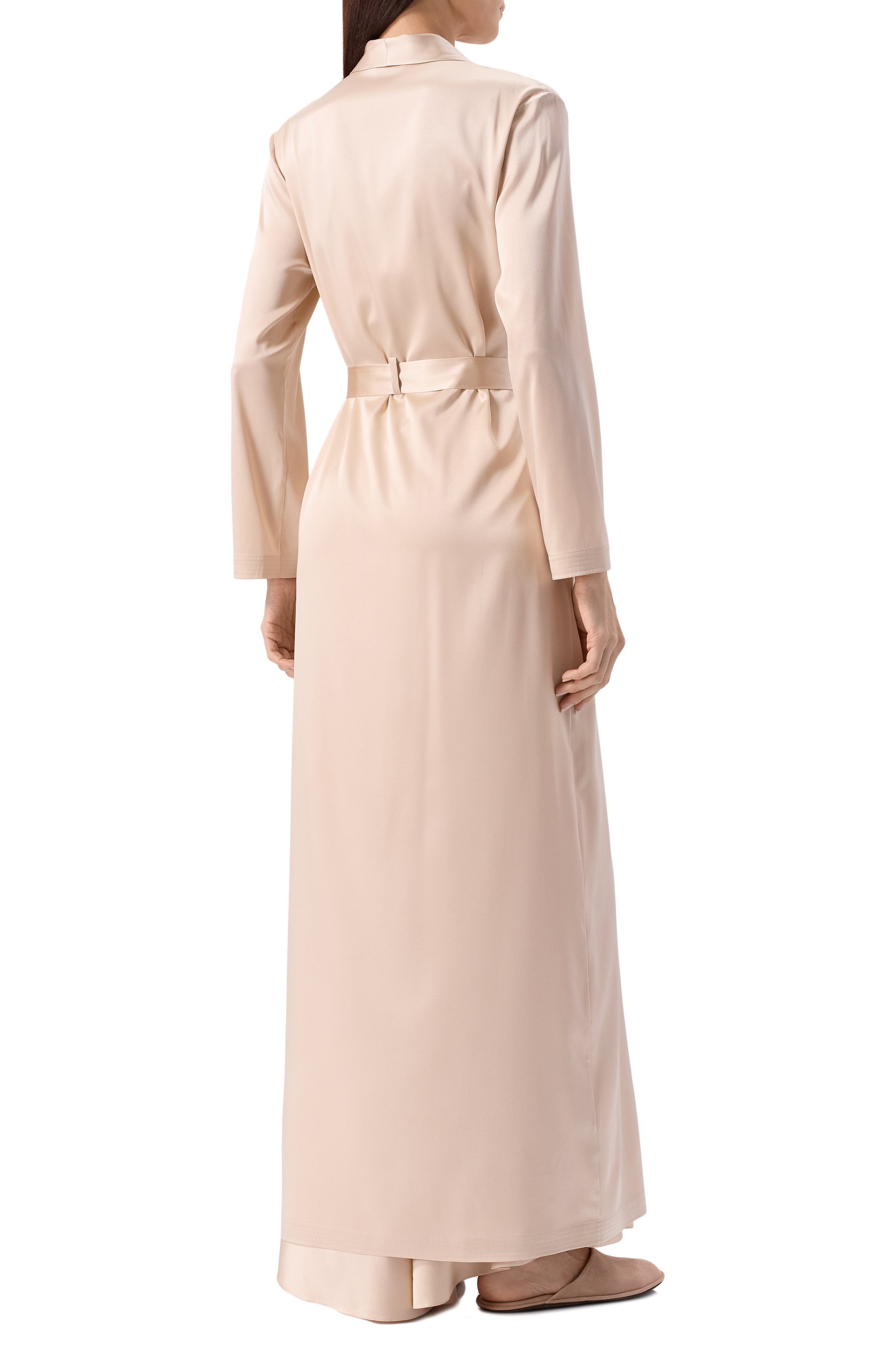 Шелковый халат EDOMO светло-бежевого цвета по цене 77900 руб., арт. C011003FW2324, фото 4 Шелковый халат EDOMO, арт. C011003FW2324, фото 4