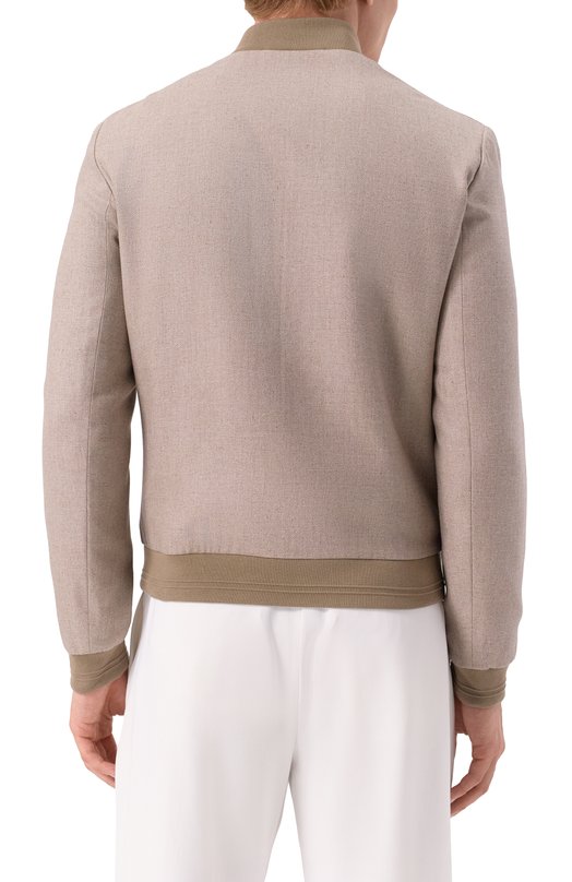 Бомбер из шелка и шерсти Corneliani 25L588-2518264 Бежевый  25L588-2518264 Фото 4
