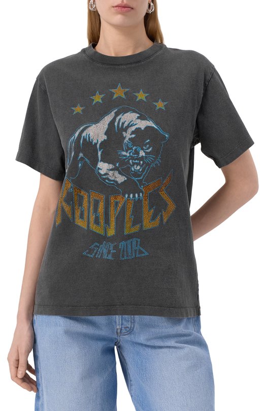 Хлопковая футболка The Kooples FTSC30043K Серый  FTSC30043K Фото 3