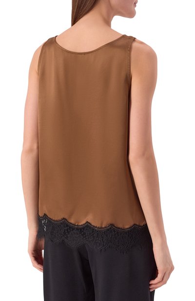 Атласный топ OFFICINE GENERALE коричневого цвета по цене 44050 руб., арт. S26WT0P057, фото 4 Атласный топ OFFICINE GENERALE, арт. S26WT0P057, фото 4