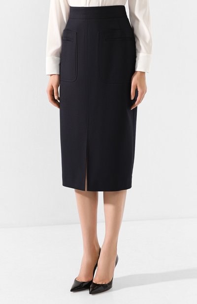 Шерстяная юбка WINDSOR темно-синего цвета по цене 31950 руб., арт. 52 DR115V 10001285, фото 3 Шерстяная юбка WINDSOR, арт. 52 DR115V 10001285, фото 3