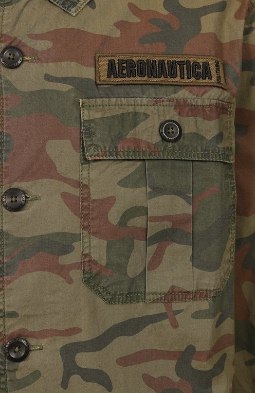 Хлопковая куртка-рубашка Aeronautica Militare 251AC032CT3506 Хаки  251AC032CT3506 Фото 6