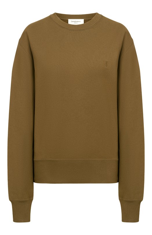 Хлопковый свитшот Saint Laurent 823184/Y36SW Хаки 823184/Y36SW