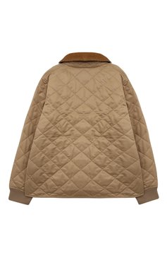 Детская стеганая куртка BURBERRY бежевого цвета, арт. 8069447 | Фото 2 (Рукава: Длинные; Кросс-КТ: Утепленный; Материал внешний: Синтетический материал; Материал сплава: Проставлено; Материал подклада: Синтетический материал; Драгоценные камни: Проставлено)