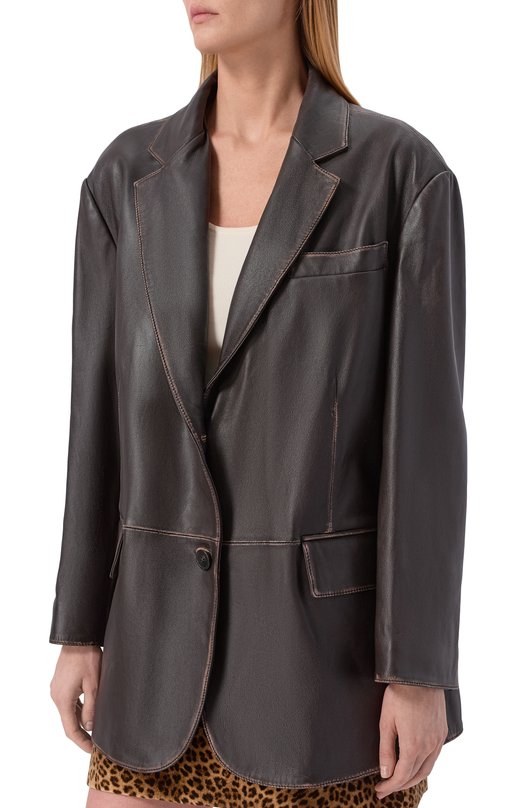 Кожаный жакет Weekend Max Mara WKDPILA Коричневый  WKDPILA Фото 3