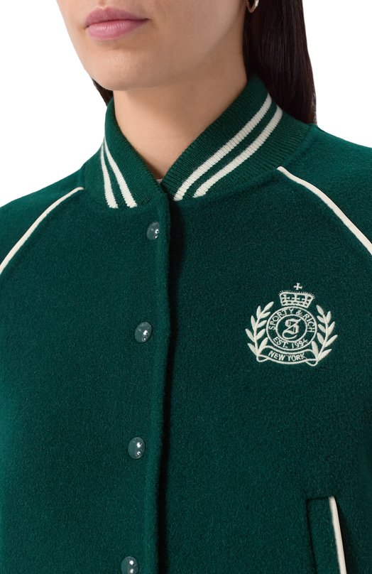 Бомбер из шерсти и кашемира Sporty and Rich 0W029606241GR10 Зелёный  0W029606241GR10 Фото 5