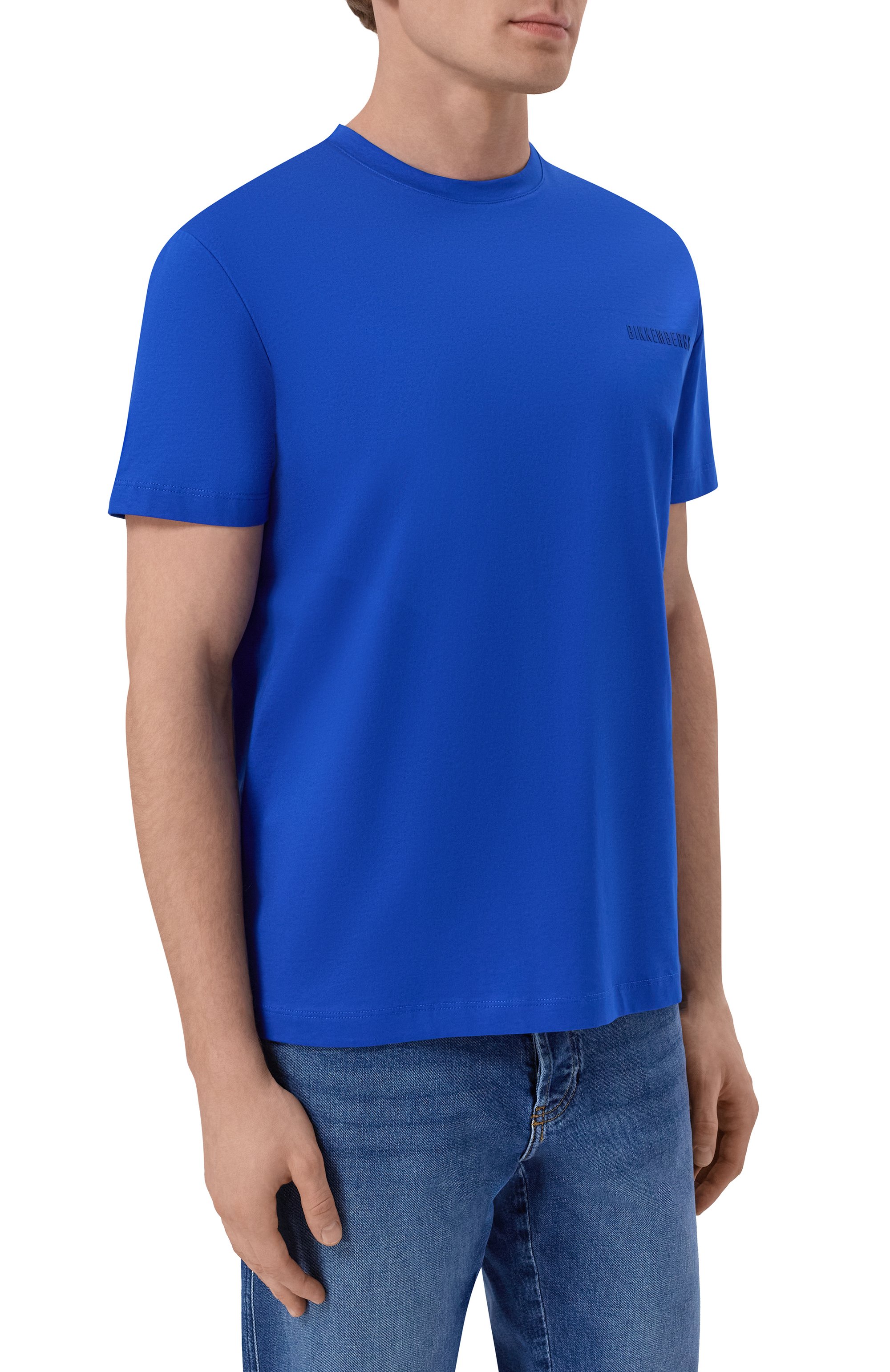 Хлопковая футболка DIRK BIKKEMBERGS синего цвета по цене 7685 руб., арт. BMT1693, фото 3 Хлопковая футболка DIRK BIKKEMBERGS, арт. BMT1693, фото 3