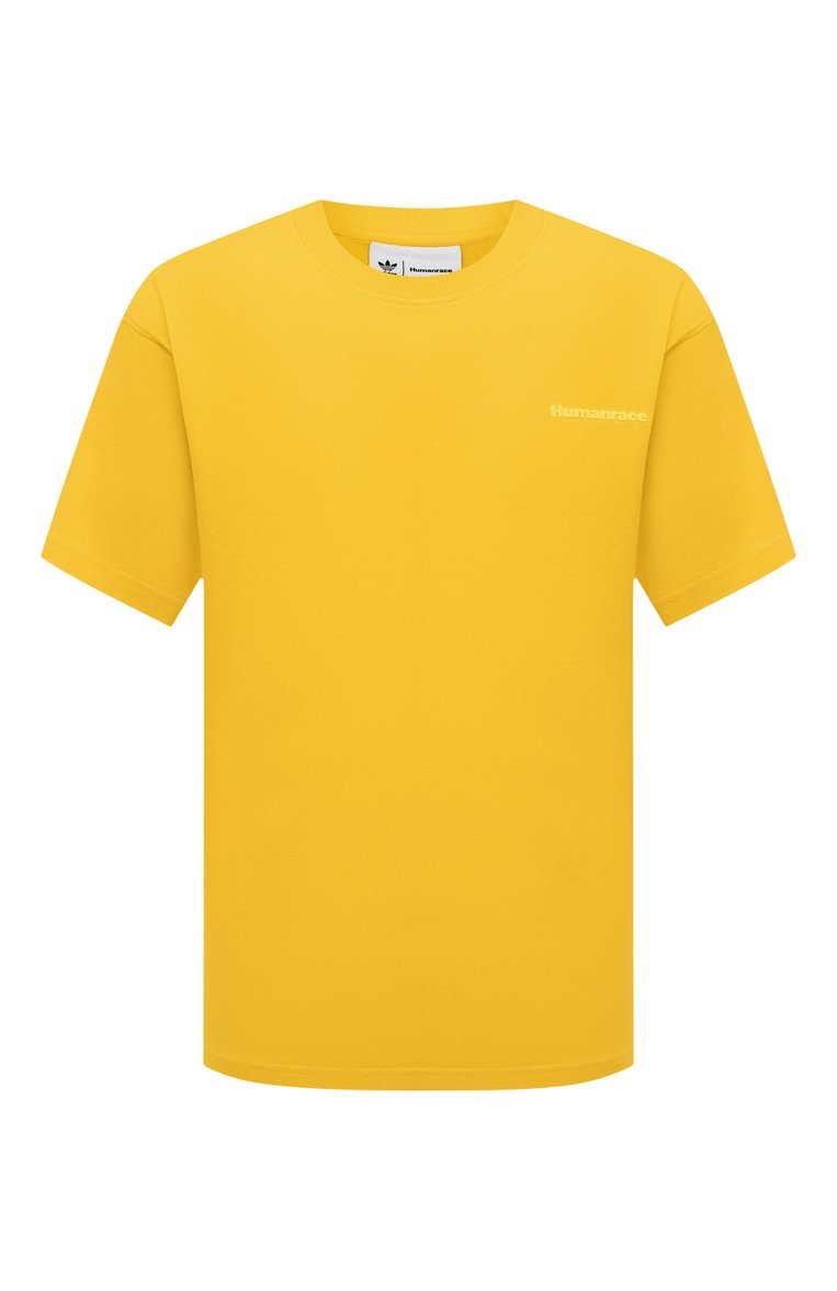 Мужская хлопковая футболка adidas originals x pharrell williams ADIDAS ORIGINALS желтого цвета, арт. HG1806 | Фото 1 (Рукава: Короткие; Материал внешний: Хлопок; Длина (для топов): Стандартные; Принт: Без принта; Стили: Спорт-шик; Мужское Кросс-КТ: Футболка-одежда; Кросс-КТ: Джерси)