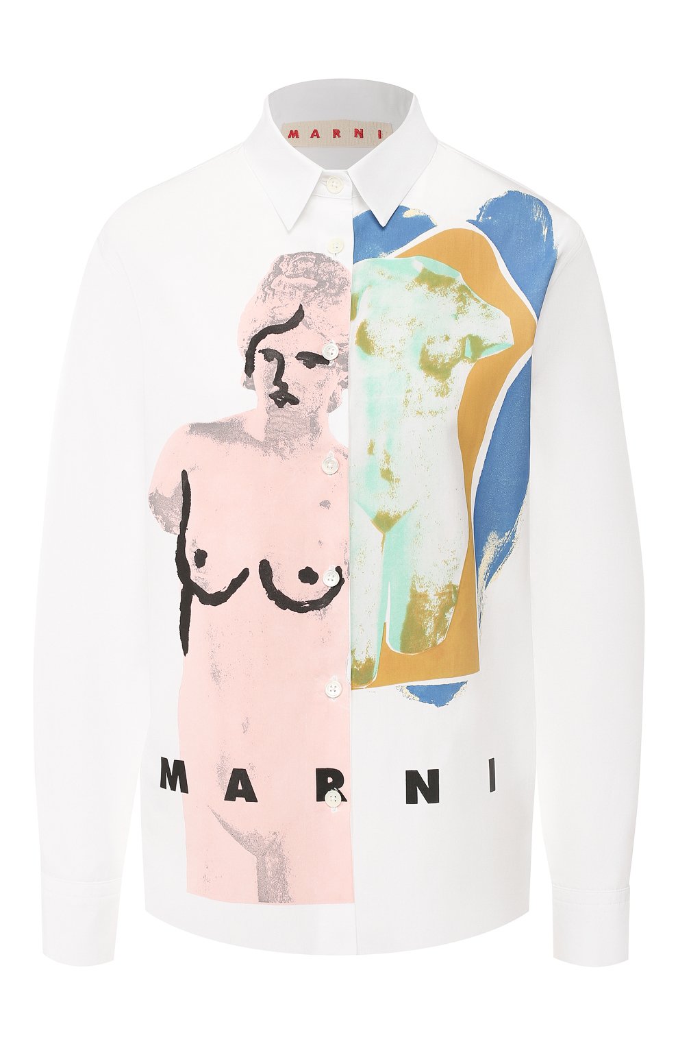 Хлопковая рубашка MARNI белого цвета по цене 37400 руб., арт. CAMAN40P10/SCQ00, фото 1 Хлопковая рубашка MARNI, арт. CAMAN40P10/SCQ00, фото 1
