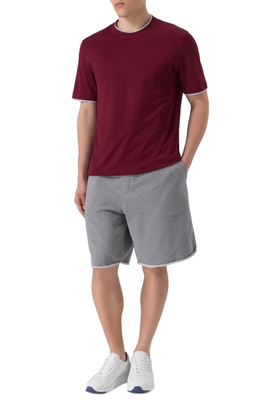 Хлопковая футболка Brunello Cucinelli M0B137427 Бордовый  M0B137427 Фото 2