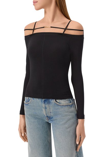 Хлопковый топ JACQUEMUS черного цвета по цене 31500 руб., арт. 23H233JS165, фото 3 Хлопковый топ JACQUEMUS, арт. 23H233JS165, фото 3