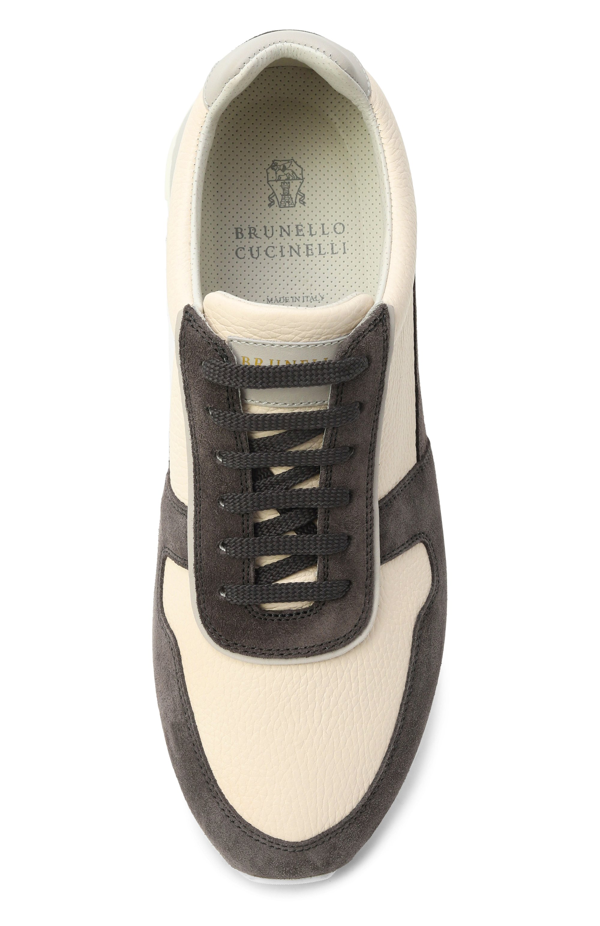 Кожаные кроссовки BRUNELLO CUCINELLI темно-серого цвета по цене 135500 руб., арт. MZUESLA289, фото 6 Кожаные кроссовки BRUNELLO CUCINELLI, арт. MZUESLA289, фото 6
