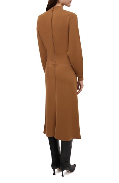 Шерстяное платье SAINT LAURENT светло-коричневого цвета по цене 394500 руб., арт. 660964/YAZA2, фото 4 Шерстяное платье SAINT LAURENT, арт. 660964/YAZA2, фото 4