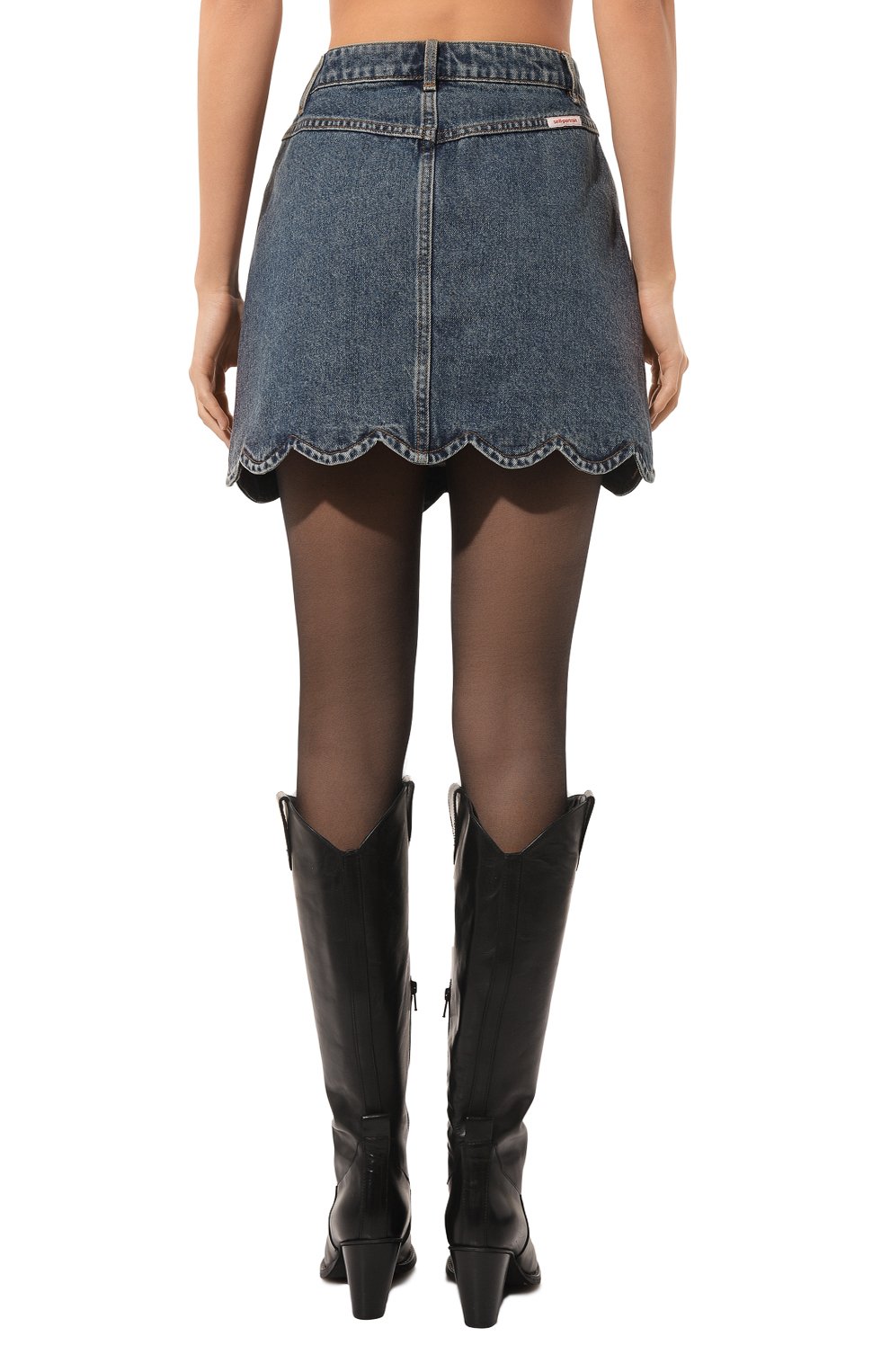 Джинсовая юбка SELF-PORTRAIT тёмно-голубого цвета по цене 27500 руб., арт. RS23-803SK, фото 4 Джинсовая юбка SELF-PORTRAIT, арт. RS23-803SK, фото 4