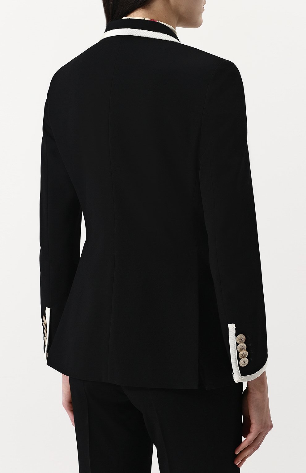 Приталенный жакет из вискозы с контрастной отделкой GUCCI, арт. 500010/ZKR01, фото 4