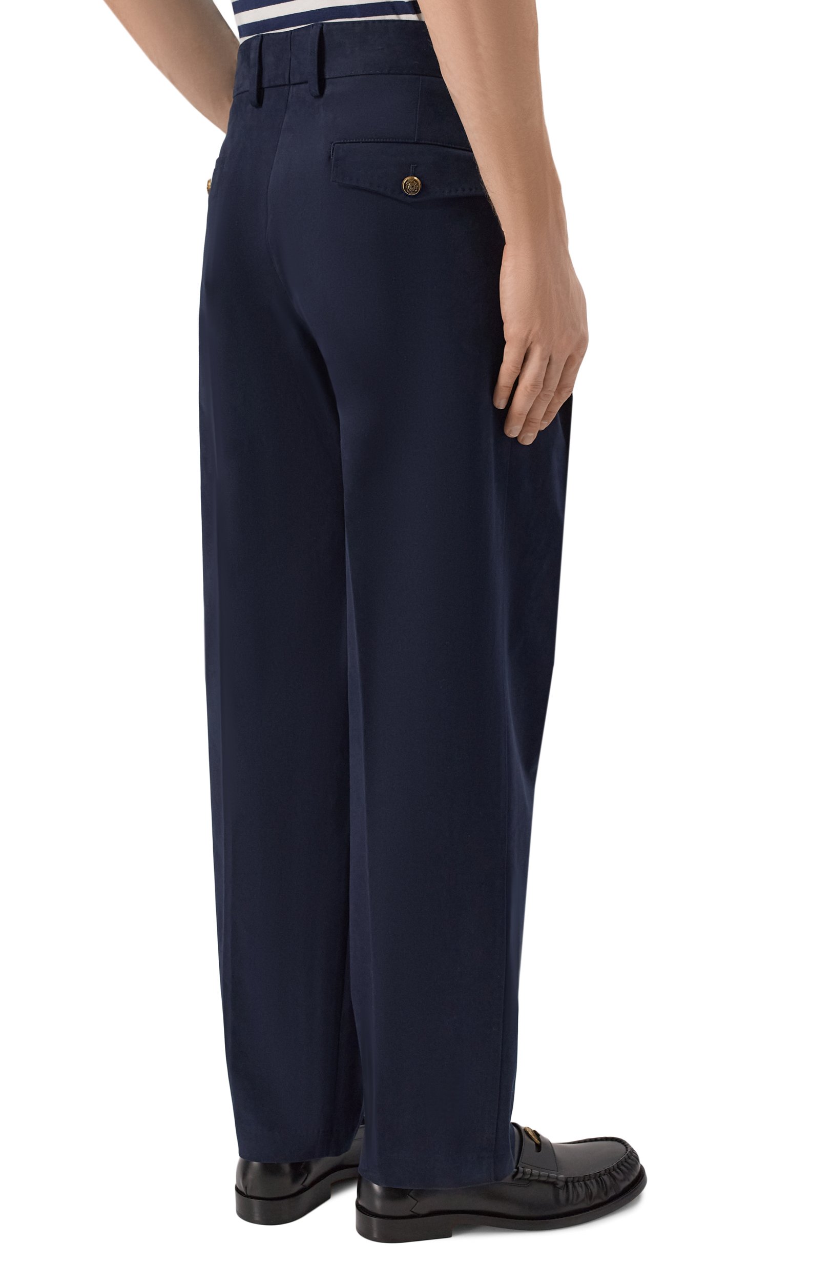 Хлопковые брюки DOLCE & GABBANA темно-синего цвета по цене 125500 руб., арт. GP108T/FUF0G, фото 4 Хлопковые брюки DOLCE & GABBANA, арт. GP108T/FUF0G, фото 4