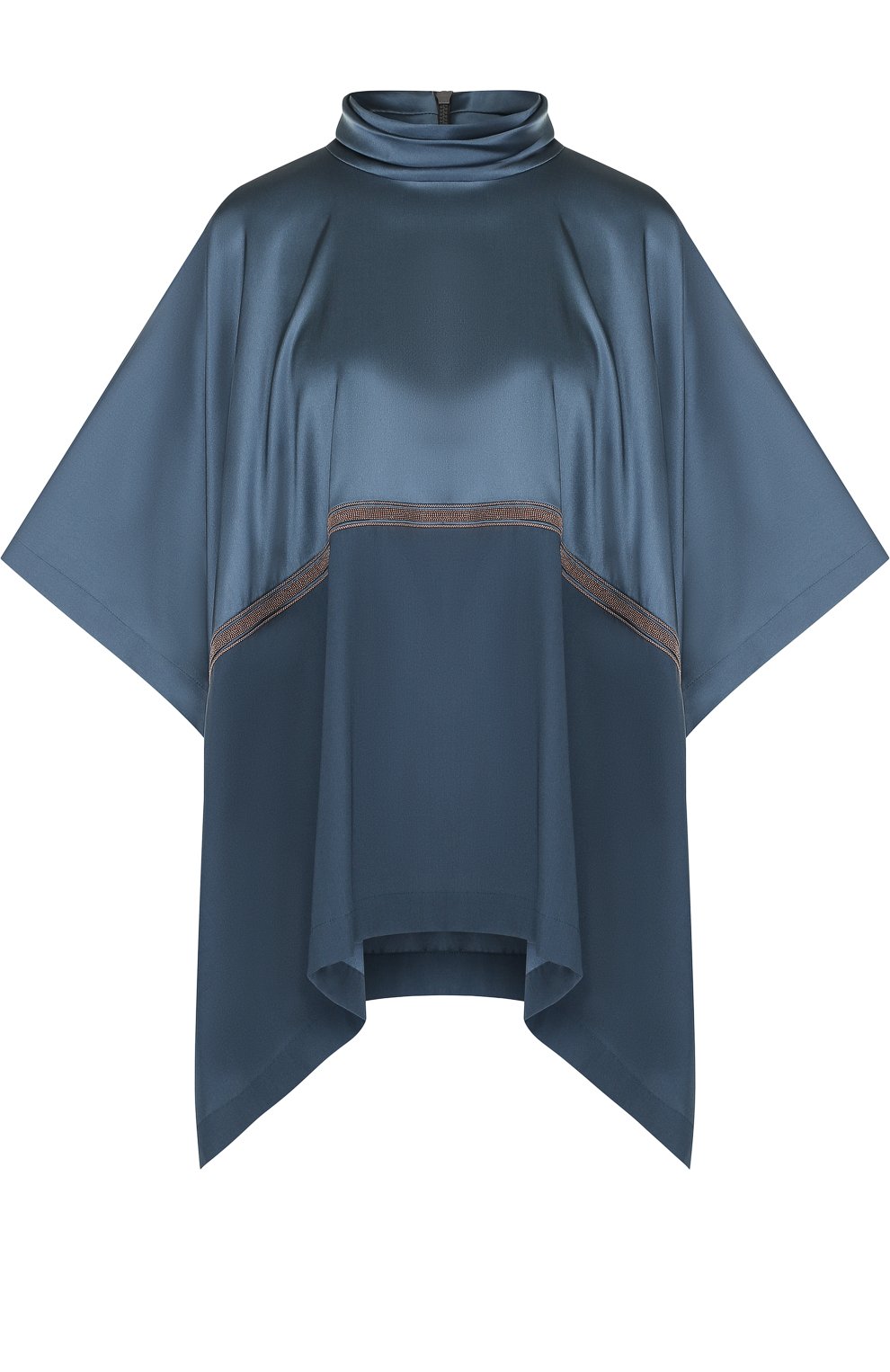 Шелковый топ свободного кроя с воротником-стойкой BRUNELLO CUCINELLI, арт. M0C59E5504, фото 1