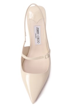 Женские кожаные туфли didi 45 JIMMY CHOO кремового цвета, арт. DIDI 45/PAT | Фото 6 (Драгоценные камни: Проставлено; Материал внутренний: Натуральная кожа; Материал сплава: Проставлено; Каблук высота: Средний; Материал внешний: Натуральная кожа; Подошва: Плоская; Каблук тип: Kitten heel; Женское Кросс-КТ: Слингбэки)