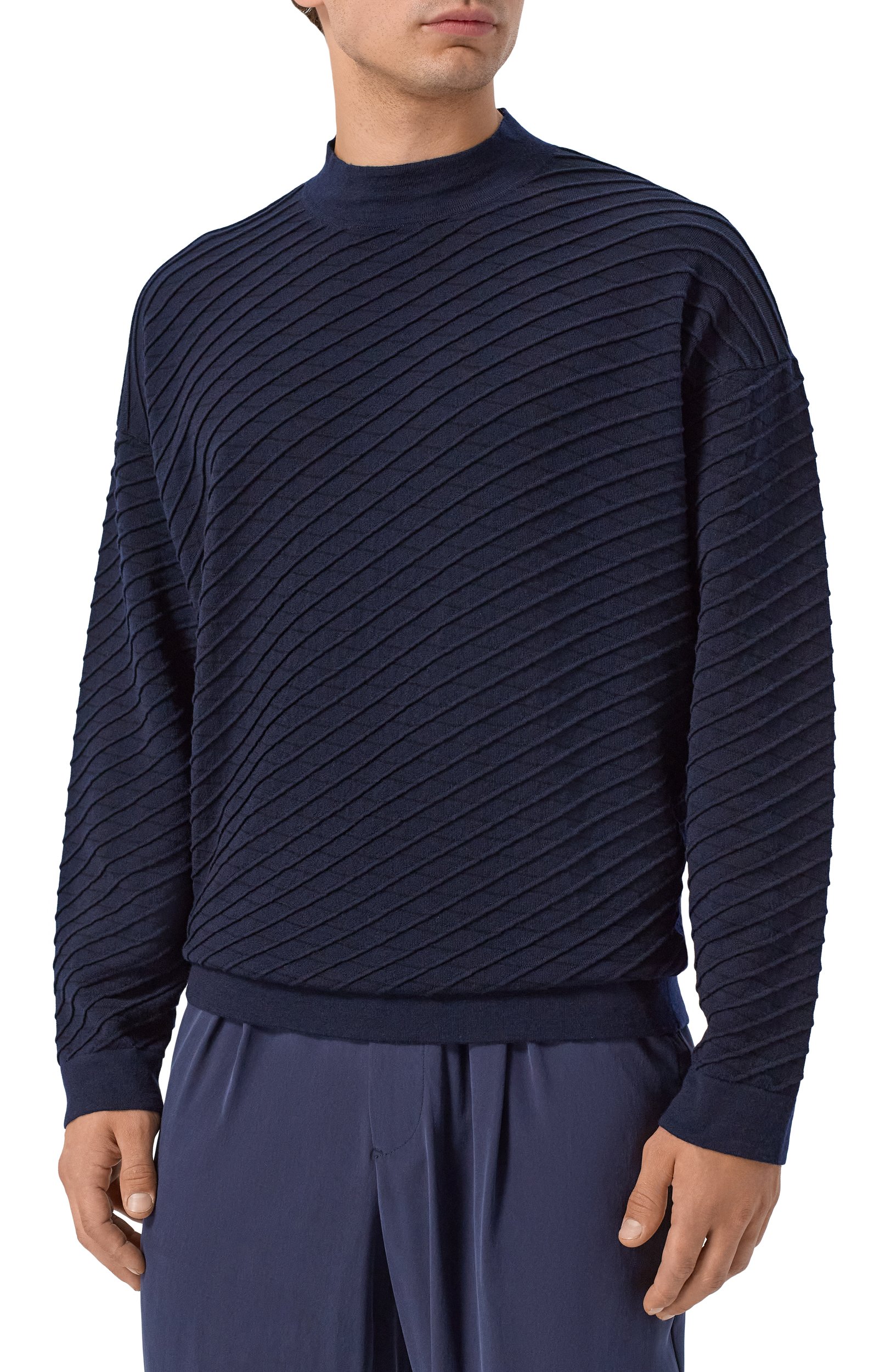 Шерстяной джемпер GIORGIO ARMANI темно-синего цвета по цене 151500 руб., арт. GM004536/AF28175, фото 3 Шерстяной джемпер GIORGIO ARMANI, арт. GM004536/AF28175, фото 3