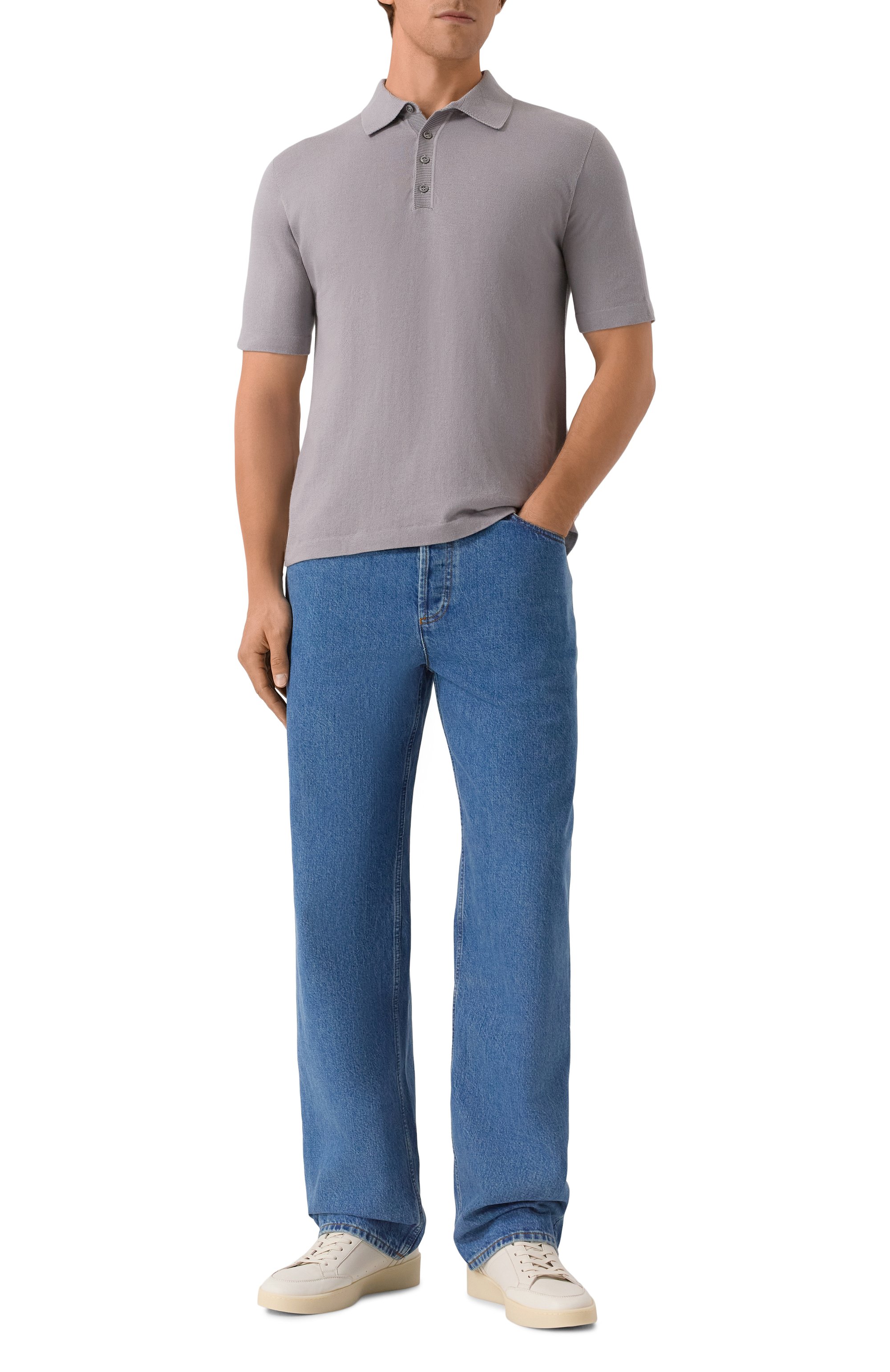 Хлопковое поло MVST серого цвета по цене 88650 руб., арт. MS61-644MU, фото 2 Хлопковое поло MVST, арт. MS61-644MU, фото 2