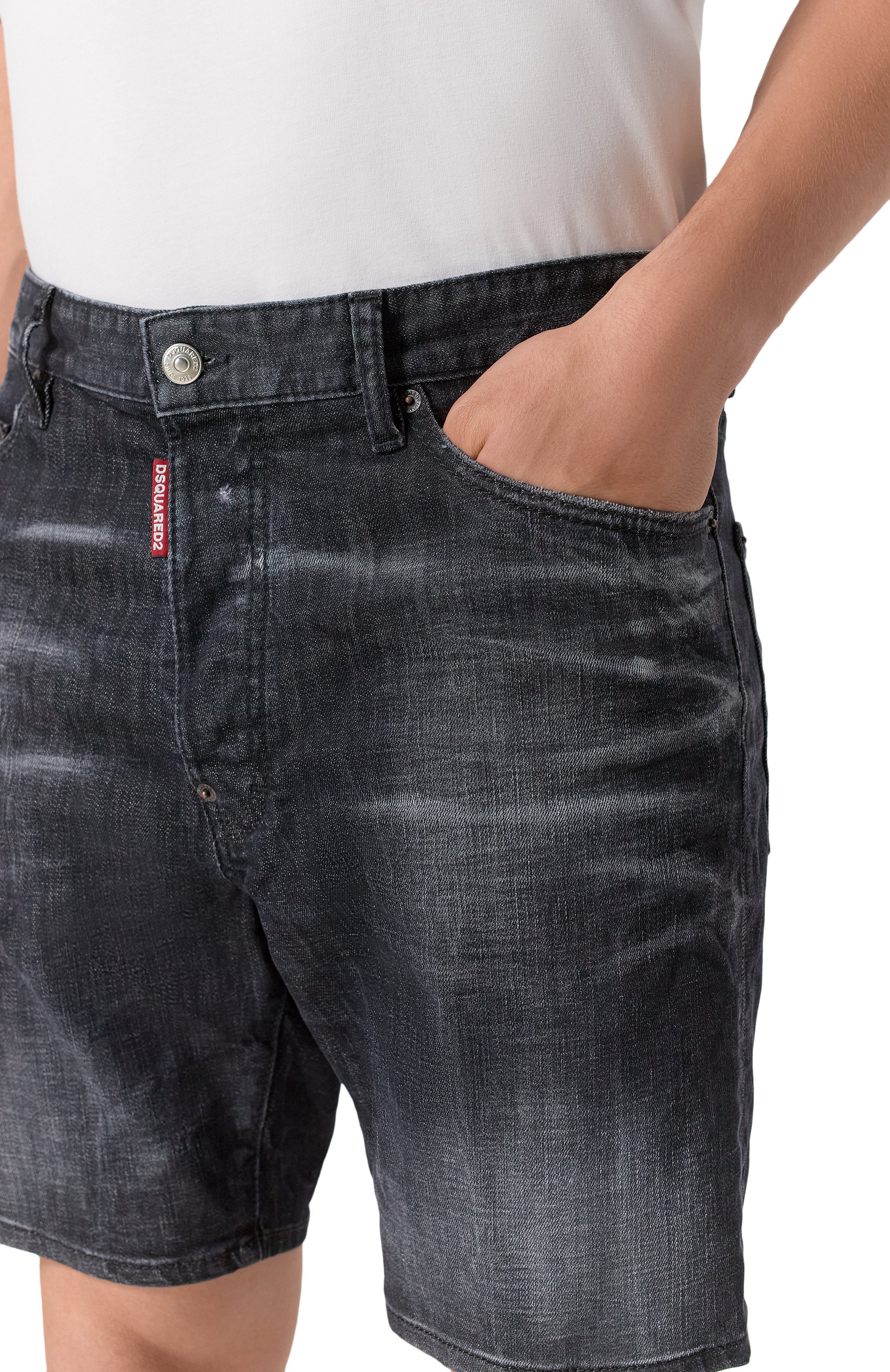 Джинсовые шорты DSQUARED2 темно-серого цвета по цене 48000 руб., арт. S74MU0913/S30357, фото 5 Джинсовые шорты DSQUARED2, арт. S74MU0913/S30357, фото 5