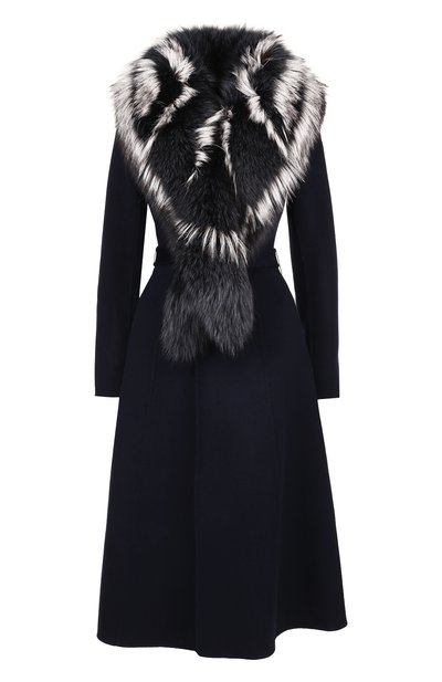 Шерстяное пальто с меховым воротником YVES SALOMON, арт. 9WYM01119CBRD, фото 1