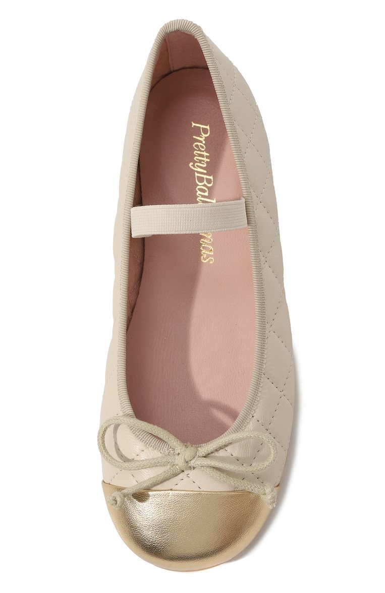 Детские кожаные балетки hannah PRETTY BALLERINAS бежевого цвета, арт. 48405 | Фото 4 (Материал внутренний: Натуральная кожа, Текстиль; Нос: Не проставлено; Материал внешний: Натуральная кожа; Автоматизация состава: Проставлено)