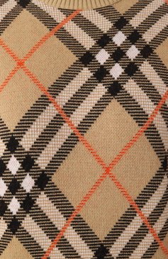 Женский шерстяной пуловер BURBERRY бежевого цвета, арт. 8093486 | Фото 6 (Рукава: Длинные; Материал внешний: Шерсть; Длина (для топов): Стандартные; Материал сплава: Проставлено; Драгоценные камни: Проставлено; Стили: Кэжуэл; Женское Кросс-КТ: Пуловер-одежда)