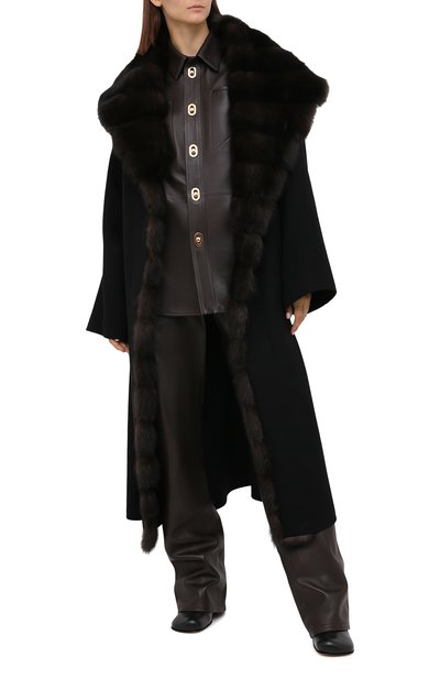 Пальто с отделкой из меха собол я MANZONI24, арт. 20M647-DB1Z/56, фото 2