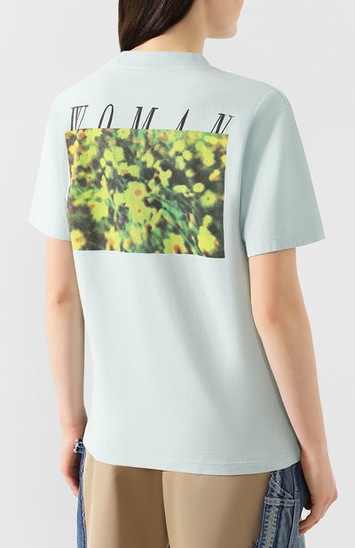 Хлопковая футболка OFF-WHITE голубого цвета по цене 21250 руб., арт. 0WAA049S19D960783188, фото 4 Хлопковая футболка OFF-WHITE, арт. 0WAA049S19D960783188, фото 4