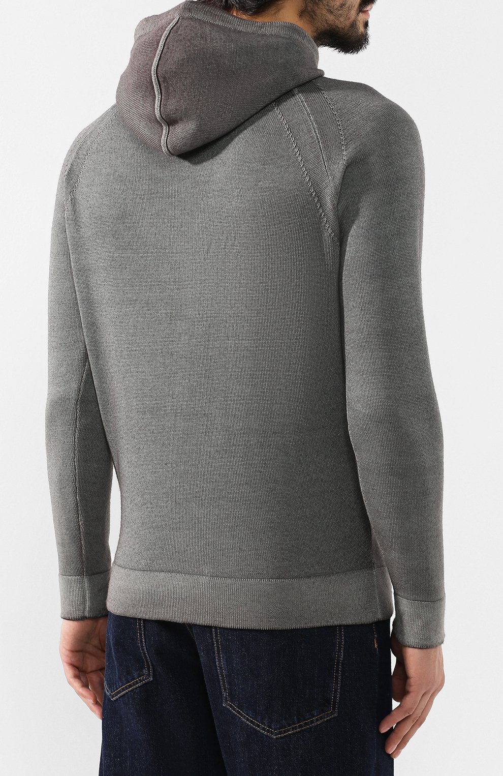 Шерстяной джемпер STONE ISLAND серого цвета по цене 28050 руб., арт. 7115573A8, фото 4 Шерстяной джемпер STONE ISLAND, арт. 7115573A8, фото 4