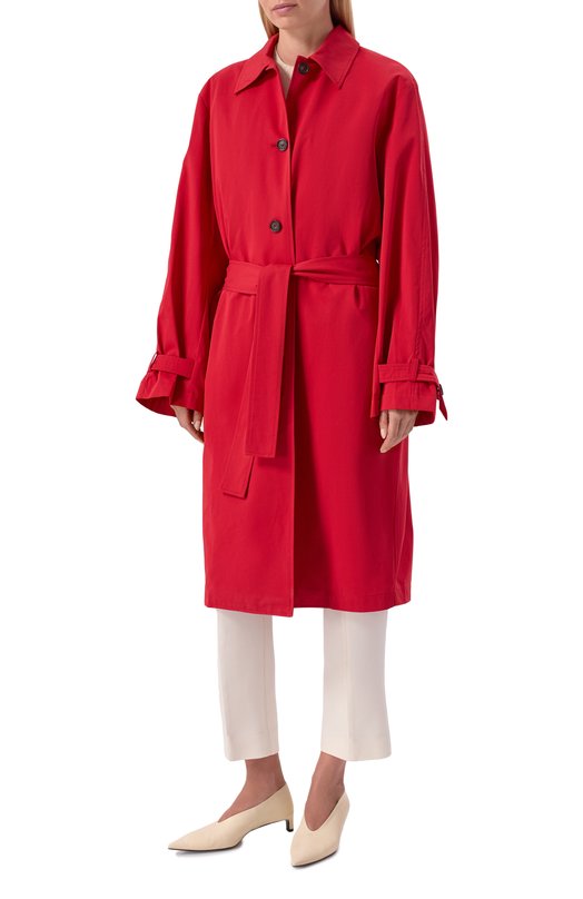 Хлопковый плащ TOTEME 261-WR00307-FB0490 Красный  261-WR00307-FB0490 Фото 3