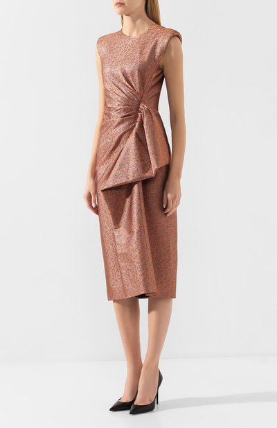 Платье с оборкой DRIES VAN NOTEN золотого цвета по цене 129500 руб., арт. 192-11097-8141, фото 3 Платье с оборкой DRIES VAN NOTEN, арт. 192-11097-8141, фото 3