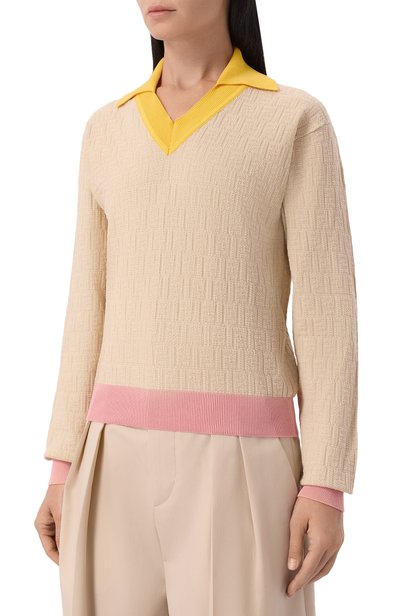 Поло из хлопка и шелка FENDI, арт. FZXE95/AW4S, фото 3
