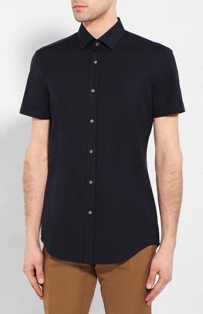 Хлопковая сорочка BOSS темно-синего цвета по цене 7300 руб., арт. 50427548, фото 3 Хлопковая сорочка BOSS, арт. 50427548, фото 3