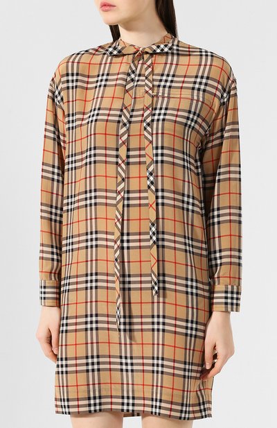 Шелковое платье BURBERRY бежевого цвета по цене 148500 руб., арт. 8014299, фото 3 Шелковое платье BURBERRY, арт. 8014299, фото 3