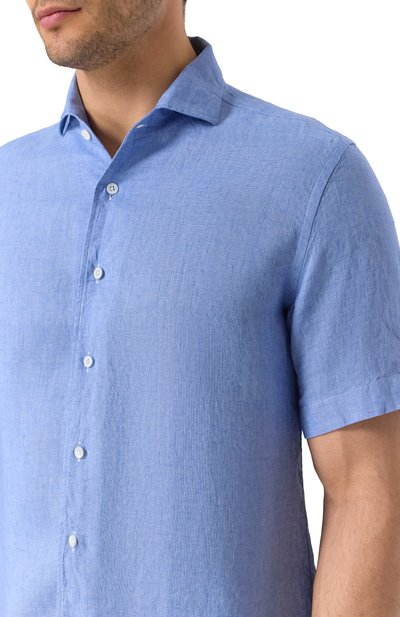 Льняная рубашка CORNELIANI голубого цвета по цене 38800 руб., арт. 25I126-2511334, фото 5 Льняная рубашка CORNELIANI, арт. 25I126-2511334, фото 5