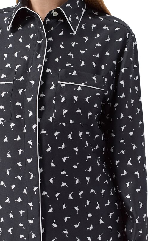 Шелковая рубашка Moschino A0228/0562 Чёрно-белый  A0228/0562 Фото 5