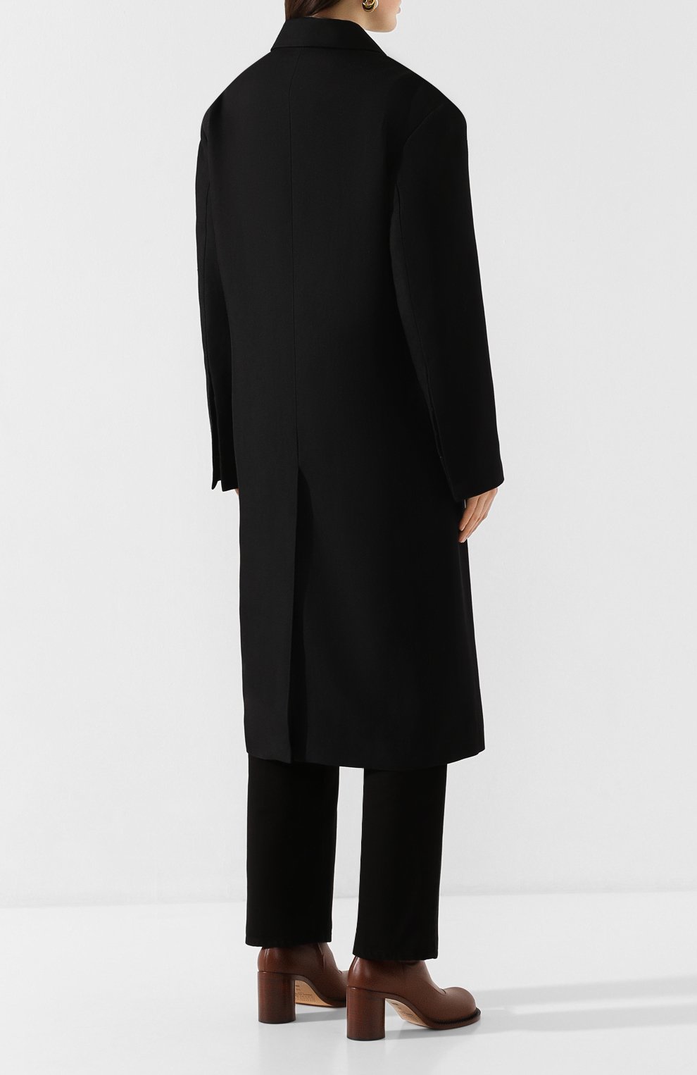 Пальто из смеси льна и шерсти ACNE STUDIOS черного цвета по цене 68400 руб., арт. A90230, фото 4 Пальто из смеси льна и шерсти ACNE STUDIOS, арт. A90230, фото 4