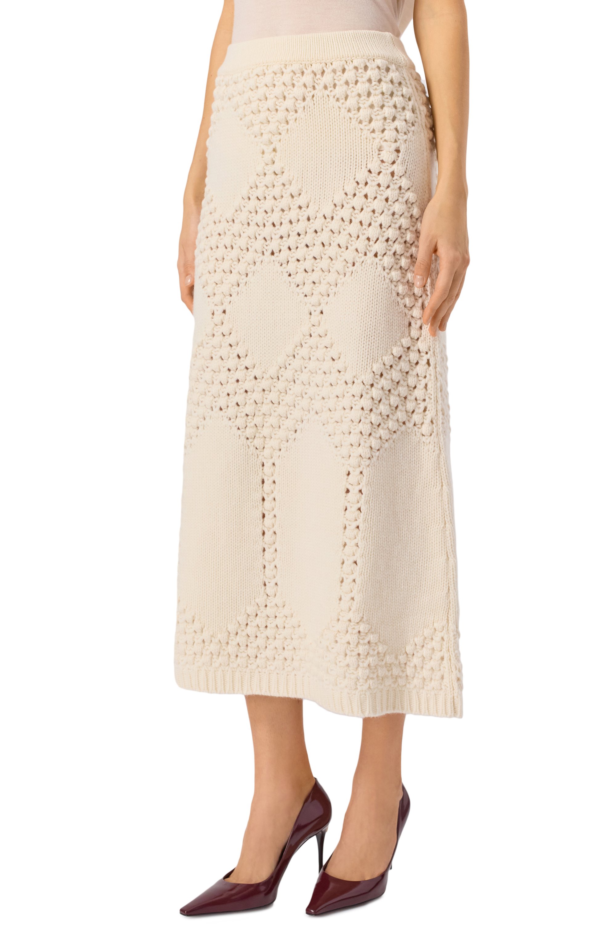 Юбка из шерсти и кашемира ELIE SAAB кремового цвета по цене 279000 руб., арт. SK240NF25/CK011, фото 3 Юбка из шерсти и кашемира ELIE SAAB, арт. SK240NF25/CK011, фото 3