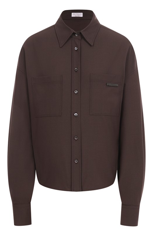 Шерстяная рубашка Brunello Cucinelli MPW07NB206 Коричневый MPW07NB206
