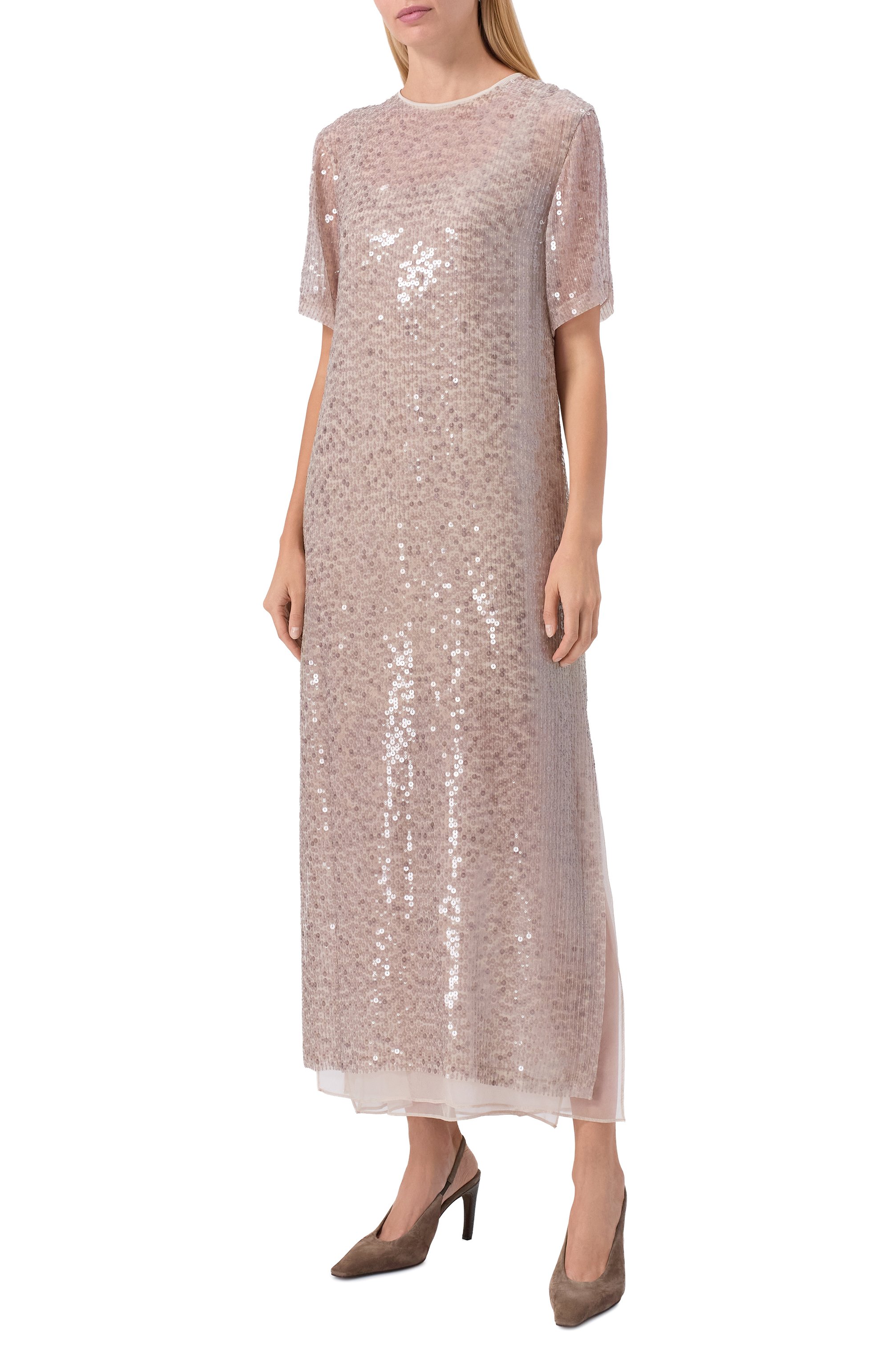Платье с отделкой пайетками BRUNELLO CUCINELLI, арт. MF940A5181, фото 3