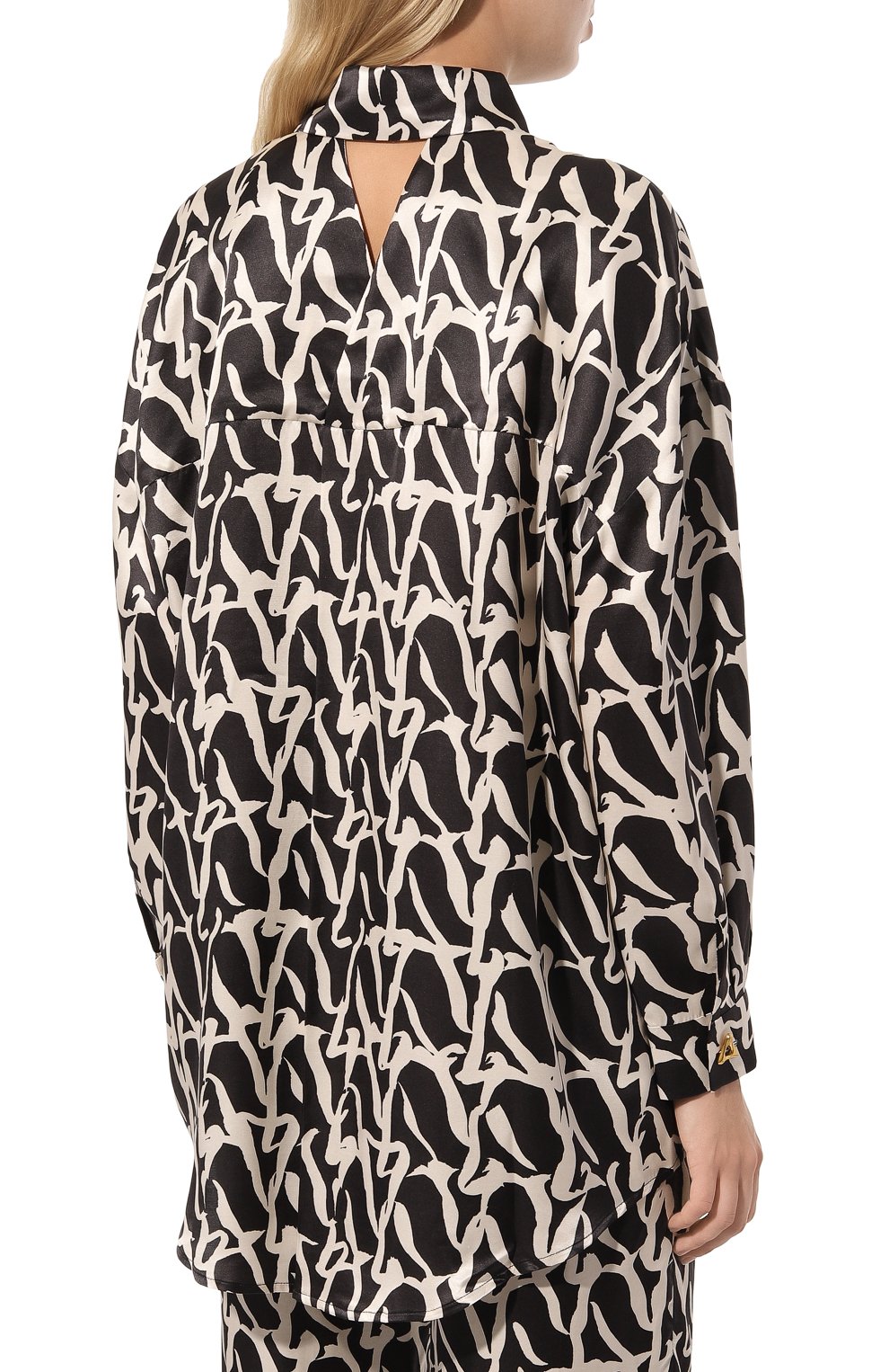 Рубашка из вискозы и шелка AERON черно-белого цвета по цене 69950 руб., арт. SH138/974, фото 4 Рубашка из вискозы и шелка AERON, арт. SH138/974, фото 4