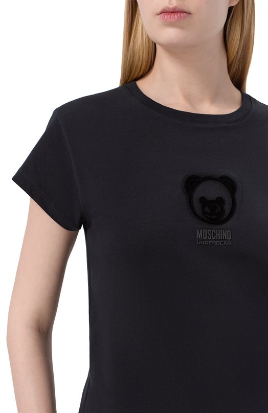 Хлопковая футболка Moschino A0705/4410 Чёрный  A0705/4410 Фото 5