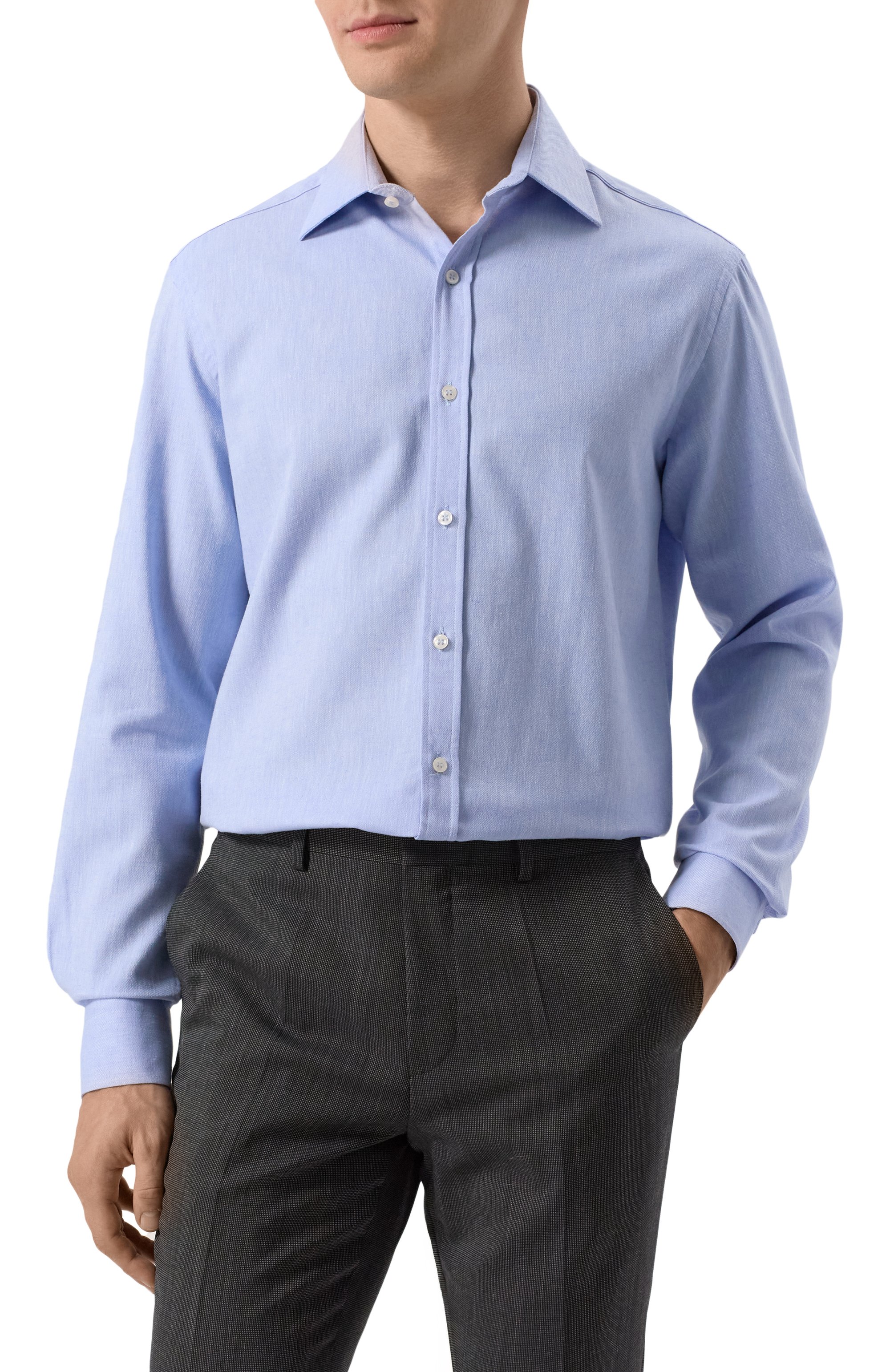 Рубашка из хлопка и льна PAUL&SHARK, арт. 14313102CF, фото 3