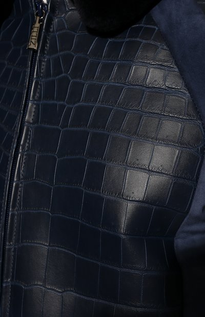 Бомбер из кожи крокодила с воротником из бобра ZILLI, арт. MAW-KHAN0-A0101/1001/CP0R, фото 5