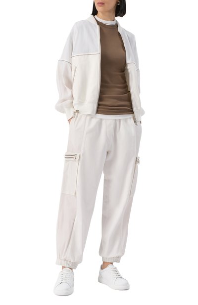 Хлопковые джоггеры BRUNELLO CUCINELLI белого цвета по цене 175500 руб., арт. MH827EP499, фото 2 Хлопковые джоггеры BRUNELLO CUCINELLI, арт. MH827EP499, фото 2